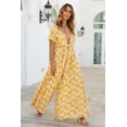 thumbnail image 3 of Monos con estampado floral de rayón de algodón TEELYNN para mujer 2023, pantalones de pierna ancha vintage, mono de playa bohemio con escote en V profundo y manga corta, 3 of 5
