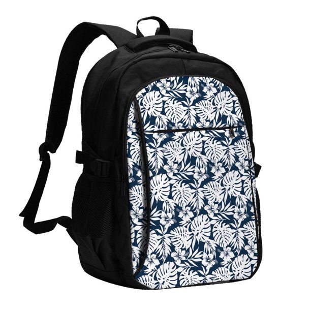 Easygdp Hawaiian Style Mochila para Laptop de Viaje con Puerto USB, Mochila para Laptop con Puerto de Carga USB para Mujeres y Hombres