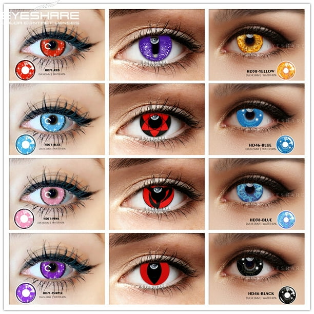 Eyeshare Lentes De Contacto Para Ojos 12 Colores Rojo Azul Serie Cosplay Cosmeticos De Color De Halloween Bodega Aurrera en linea