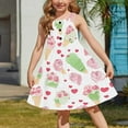 thumbnail image 4 of FAHXNVB Girls Cami Midi Dresses Casual Summer Crewneck Spaghetti Straps A Line Tiered Flowy Sundress Graphic Print Fashion Cozy Beach Vacation Dresses 2-12 Years, 4 of 7