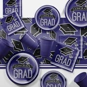 Graduation School Spirit Purple Party Supplies Kit for 36 Guests