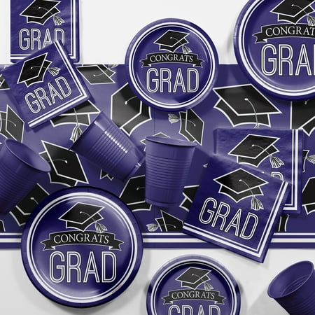 Graduation School Spirit Purple Party Supplies Kit for 36 Guests