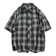 thumbnail image 2 of FNFYFH Mens Big and Tall Plaid Button Down Shirt Short Sleeve Button Down Shirts Casual Western Shirt, 2 of 3
