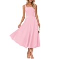 thumbnail image 1 of Vestido midi MEROKEETY para mujer 2025, verano, sin mangas, rosa claro, 1 of 9