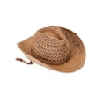 thumbnail image 2 of Deago Straw Cowboy Hat for Men Women Western Cowgirl Hat Shapeable Wide Brim Beach Sun Hat with Adjustable Chin Strap (Khaki), 2 of 8