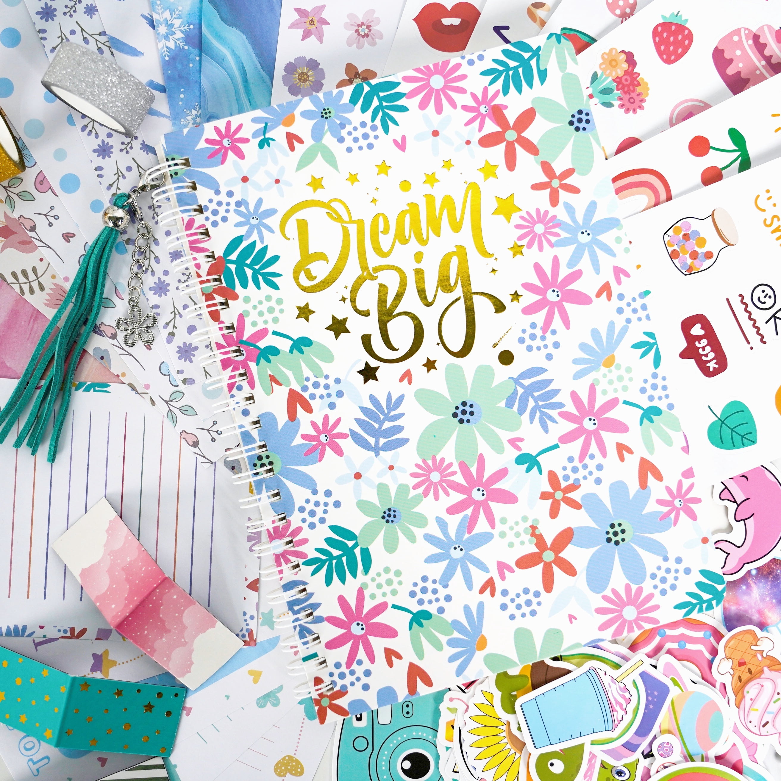 Girls DIY Journal Kit,48 Pcs Journaling Art Crafts Kit,Creativity Scrapbook Diary Supplies Set,Girl Birthday Christmas Gifts, Ideal Gift for Tween and Teen Girls 8-14 Year Old(Blue)