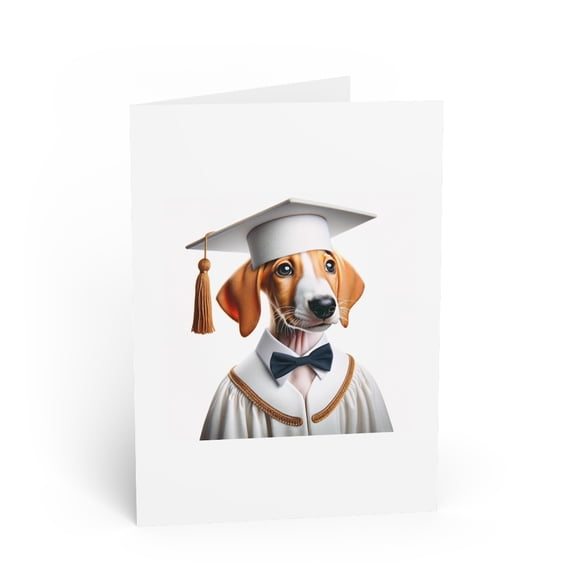 DistinctInk Greeting Card / Note Card - Ibizan Hound Puppy Graduation - PACK of 10