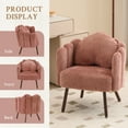 thumbnail image 5 of Furniliving Modern Vanity Chair, Cute Petal Accent Chair with Detachable Back and Heart-shaped Pillow, Faux Fur Vanity Makeup Chair, Upholstered Armchair for Living Room, Bedroom, Home Office. Pink, 5 of 9