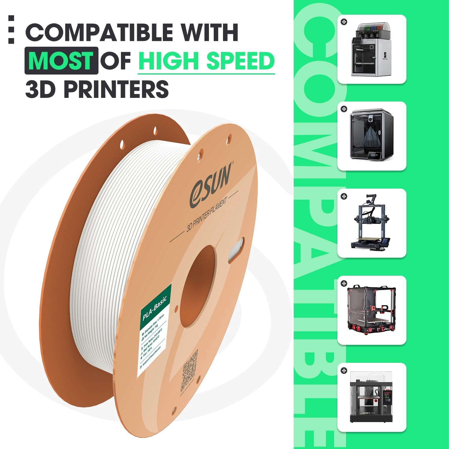 eSUN PLA Basic Filament 1.75mm, 1KG Spool (2.2 LBS) High Speed Printing 3D Printer Filament,Designed for Fast Printing, Fire Engine Red