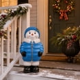 thumbnail image 4 of Winter Snowman Resin Statue, Cute Snowman Figurine In Blue Puffer Coat and Knit Scarf, Festive Christmas Holiday Sculpture for Indoor Mantel Tabletop Shelf Home Display, 4 of 7