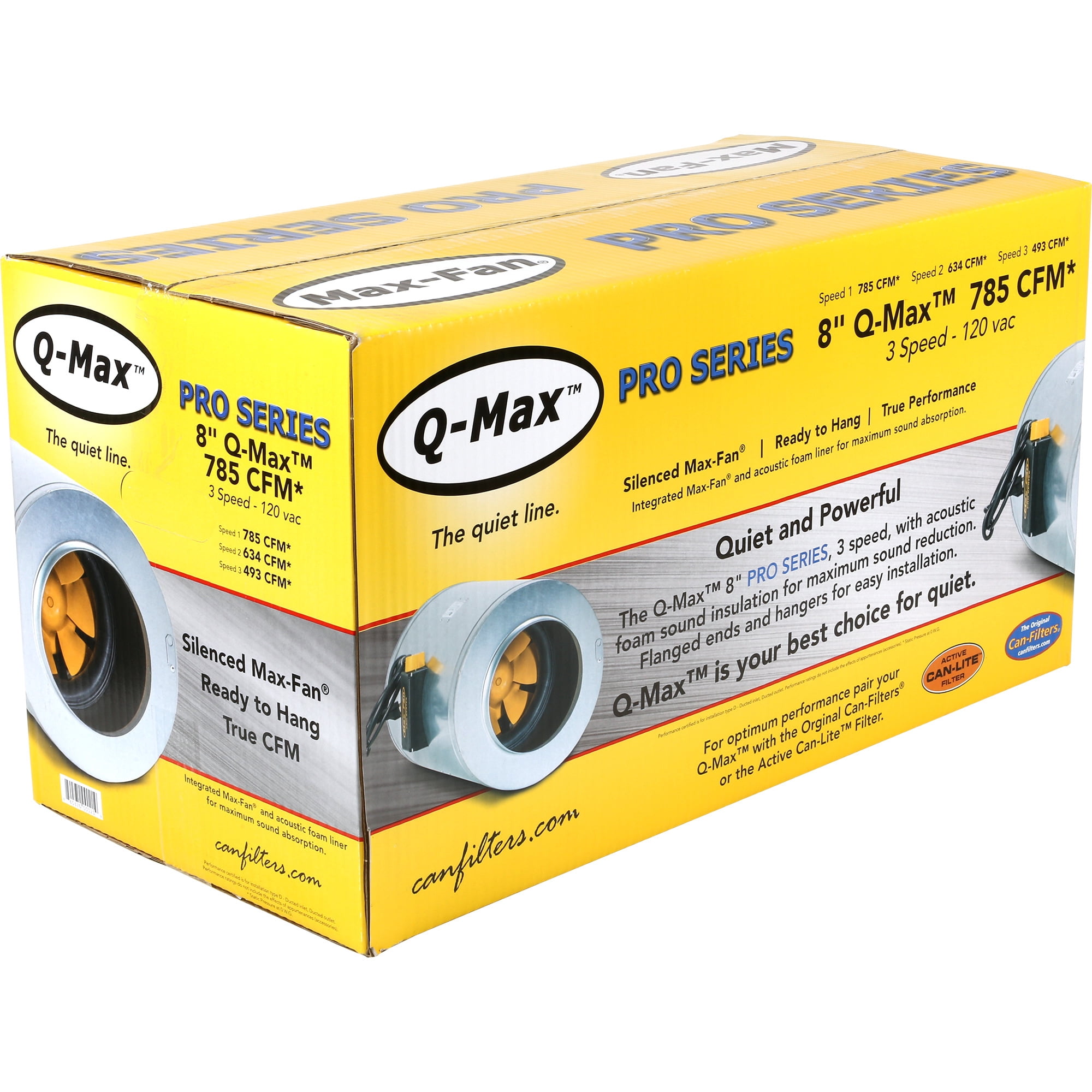 Can-Fan Q-Max Pro Series - Quiet Inline Fan, 8 Inches, 785 CFM