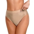 thumbnail image 2 of DPOIS Women's Glossy Seamless Briefs Underwear Stretchy High Waist Bottoms Briefs Coffee L, 2 of 5