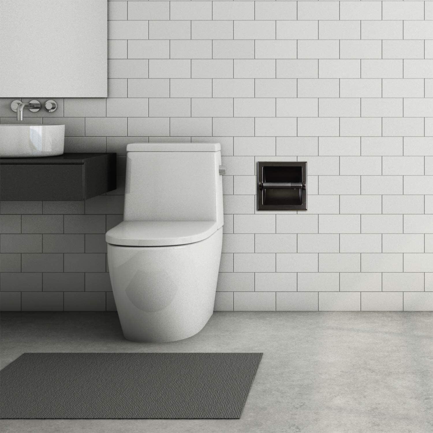 Recessed Toilet Paper Holder Wall Mounted Heavy Duty Metal Toilet Paper Roll