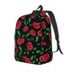 thumbnail image 1 of Disketp Cherry print Canvas Backpack Lightweight Travel Daypack Student Rucksack Laptop Backpack-Small, 1 of 5