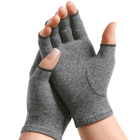Pivit Arthritis Gloves | Compression Glove for Rheumatoid, Osteoarthritis | Heat Hand Gloves for Computer Typing, Arthritic Joint Pain Relief, Carpal Tunnel | Men, Women | Open Finger Thumb