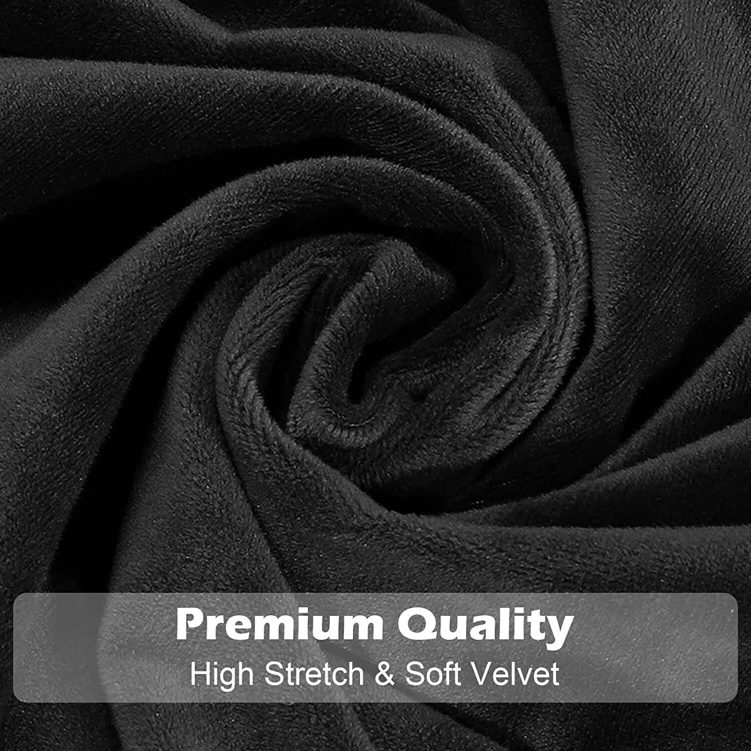TOPCHANCES 3-Piece Velvet Recliner Sofa Covers, 7 Seat L-Shaped Corner Sofa Covers, Stretch Sectional Couch Slipcover ( Black )