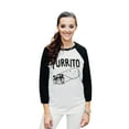 thumbnail image 2 of Thread Tank Purrito Cat Unisex 3/4 Sleeves Baseball Raglan White Black Small, 2 of 4