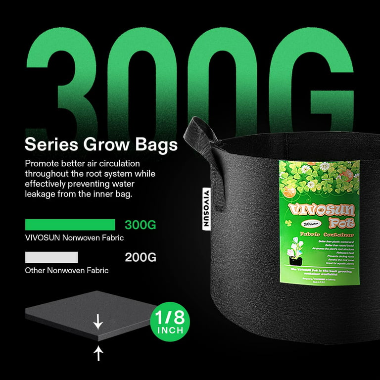 Viagrow V724415-25 V7244 Grow Bags, 10 Gallon 25 Pack, White