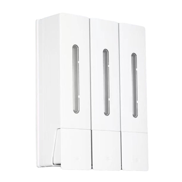 CAIROYAR Dispensador de champú y acondicionador, dispensador de jabón y champú montado en la pared de 400 ml, jabón líquido sin perforación, cámara manual de 3 presiones