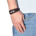 thumbnail image 4 of JO WISDOM Men's Magnetic Steel Strip Buckle Bracelet, Men's Woven Leather Cuff Bracelet, Leather Bracelet, Bohemian Cuff Bracelet, Handmade Spliced Bracelet, Multi layered Men's Bracelet, 4 of 4