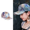 thumbnail image 6 of Slccxzc Women's Rhinestone Pearl Baseball Cap Colored Back Buckle Cool Star Cap Carnival Reflective Visor, 6 of 7