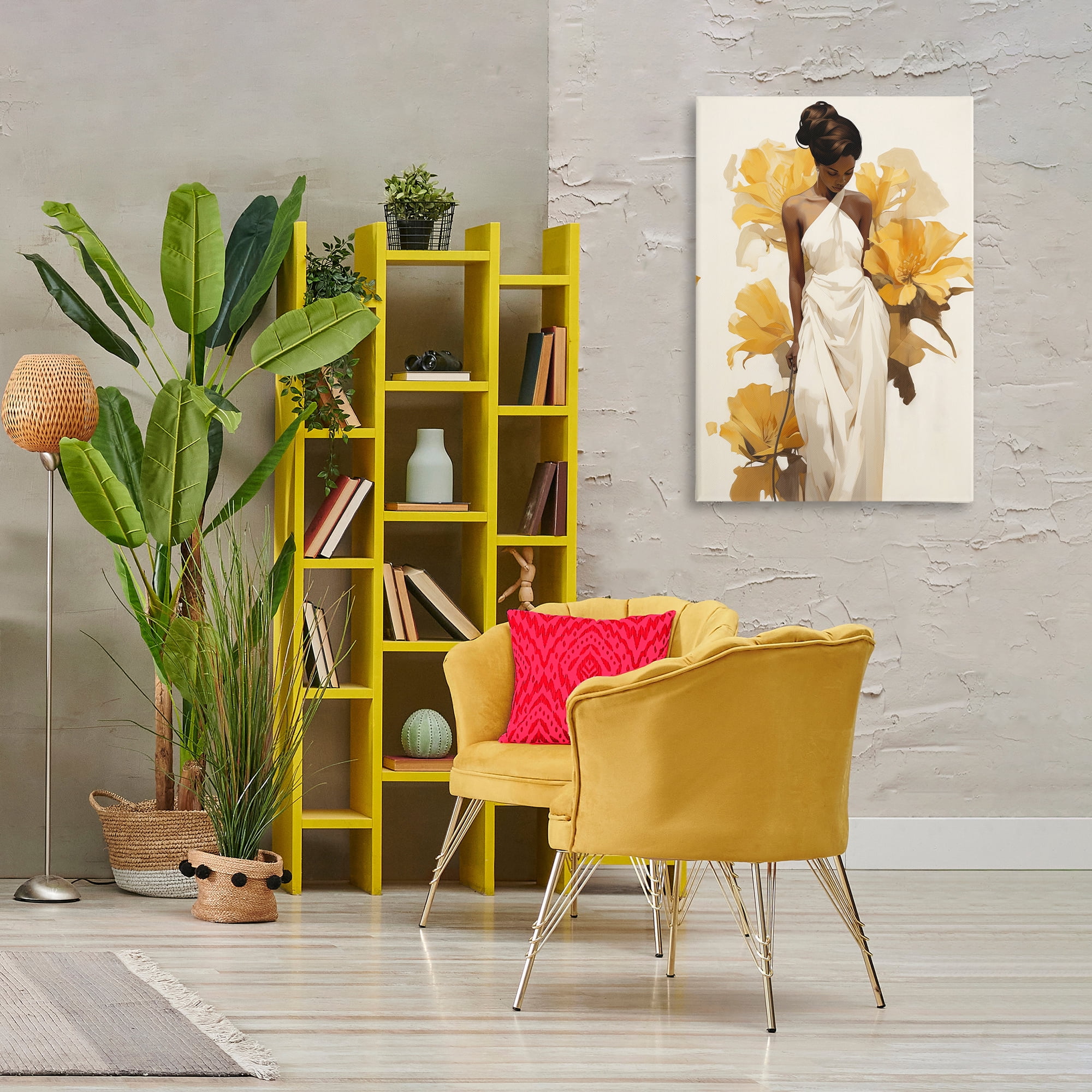 Stupell Industries Elegant Woman with Flowers People Painting Wrapped Canvas Art Print Wall Art, 24 x 36