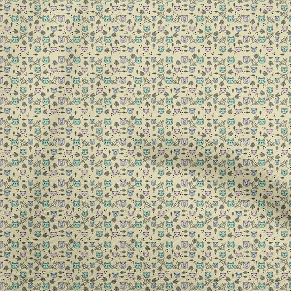 oneOone Cotton Flex Yellow Fabric Kids Animal Sewing Craft Projects Fabric Prints By Yard 40 Inch Wide
