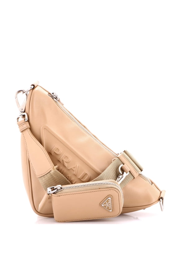 Pre-Owned Triangle Logo Zip Crossbody Bag Leather Small By Rebag