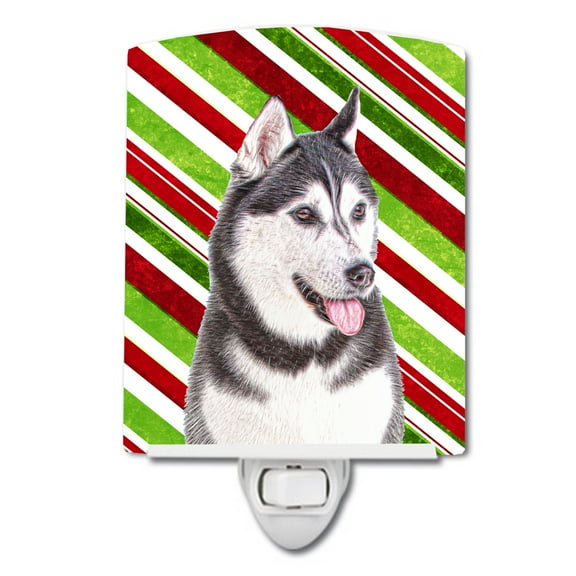 Caroline's Treasures KJ1168CNL Candy Cane Holiday Christmas Alaskan Malamute Ceramic Night Light, 6x4x3", multicolor
