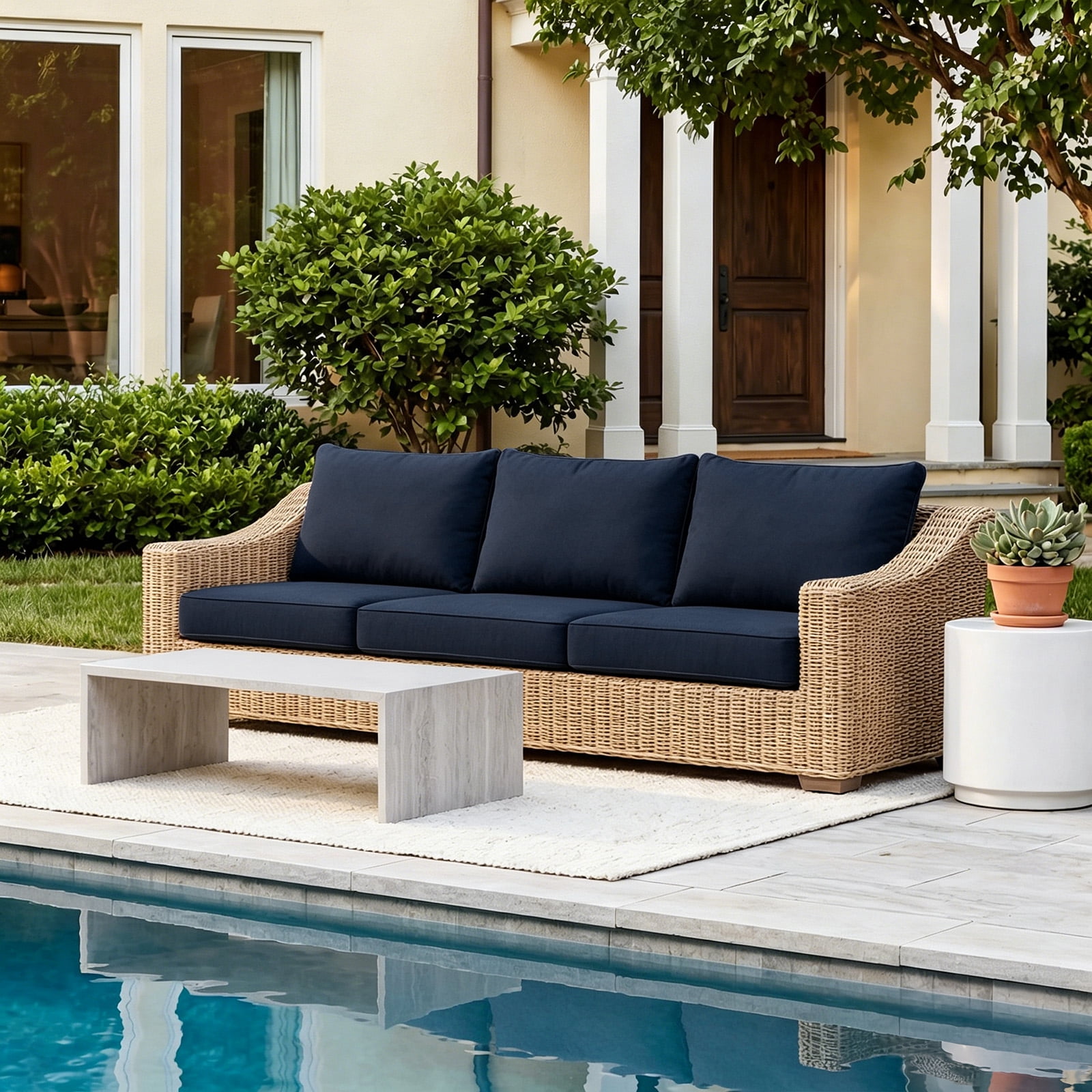 MOLIBYME Outdoor Deep Seat Cushion Set, Patio Furniture Cushions with Removable Cover Deep Seat and Back Cushion for Chair Sofa Couch