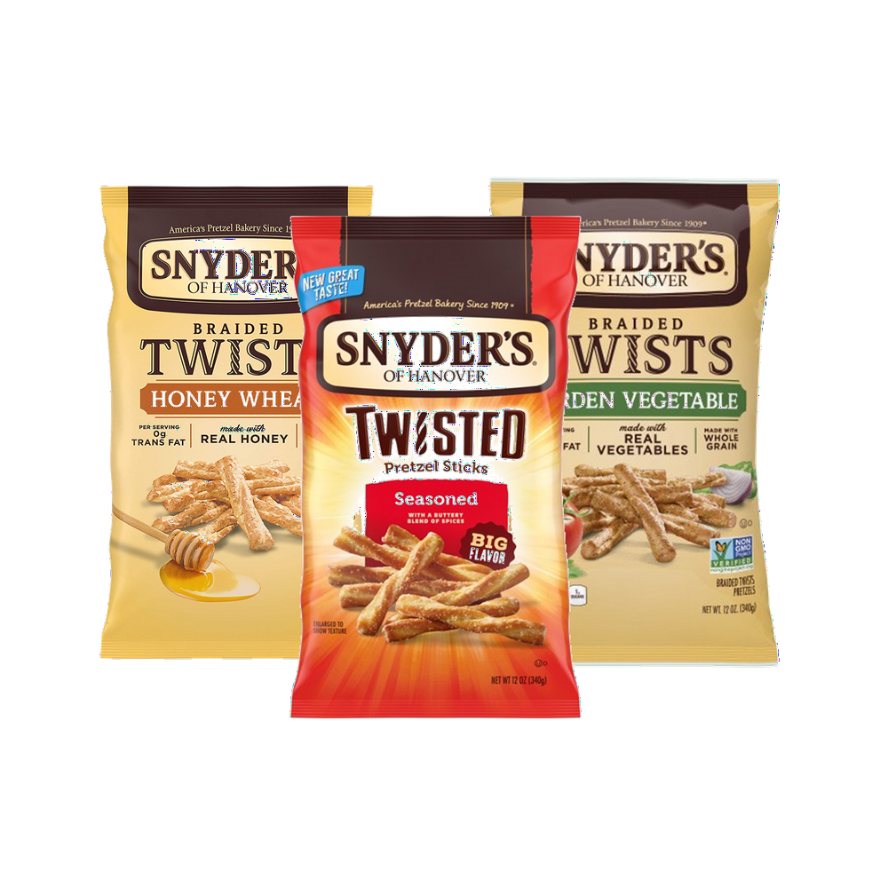 Snyder's of Hanover Pretzels Braided Twists Variety 3Pack, 12 Ounce