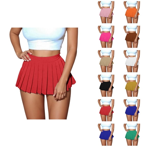 Pleated Skirts for Women Y2k High Waisted A Line Micro Mini Skirt Cheerleader Skirts