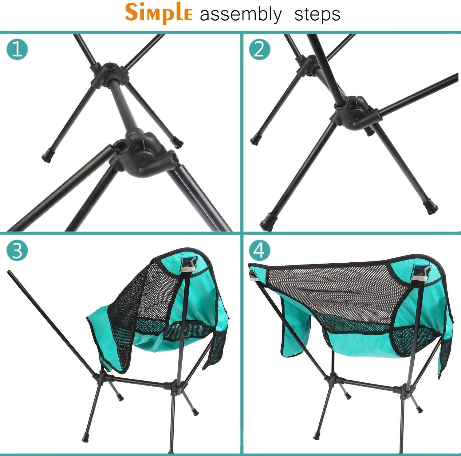 2pc Backpacking Camping Chairs, Lightweight Portable Camping Chair, Foldable Chair, Outdoor Chair, Kids Camp Chair, Camping Chairs 2 Pack for Adults, Folding Chairs, Outside Chairs - image 4 of 7