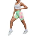 thumbnail image 2 of INSPIRE CHIC Women's High Waist Tie Dye Biker Shorts Tummy Control Workout Running Thigh Slimmer L Green Pink, 2 of 5