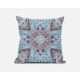 thumbnail image 1 of 16 Blue Magenta Boho Floral Zippered Suede Throw Pillow, 1 of 2
