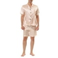 thumbnail image 2 of INSPIRE CHIC Mens Satin Pajama Sets Short Sleeves Summer 2 Piece Loungewear Sleepwears Nightwear S Rose Golden, 2 of 6