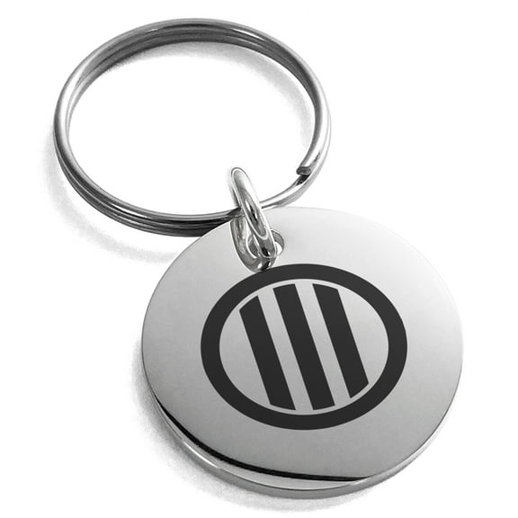 Stainless Steel Narita Samurai Crest Engraved Small Medallion Circle Charm Keychain Keyring