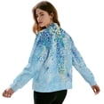 thumbnail image 3 of Xixirimido Womens Bomber Jacket Cropped Zip Up Varsity Jacket Loose Fit Casual Coat Lightweight Fall Winter Outwear With Pockets, Dragonfly Wisteria Flowers Blue, Medium, 3 of 7
