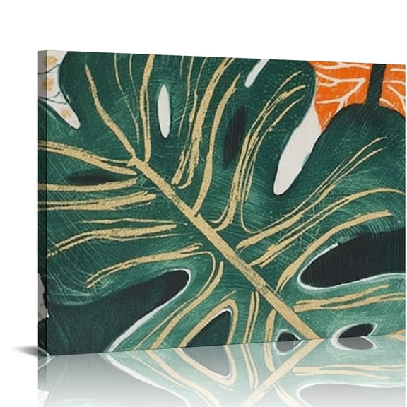 COMIO Plant Wall Art Boho Palm Leaf Prints Decor for Bathroom Tropical Plant Leaves Poster Canvas Pictures Green Botanical Vintage Artwork Modern Framed