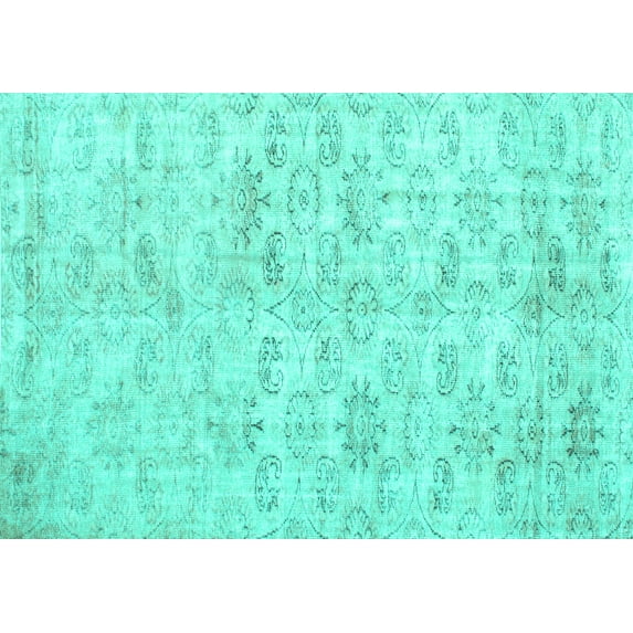 Ahgly Company Machine Washable Indoor Rectangle Persian Turquoise Blue Traditional Area Rugs, 3' x 5'