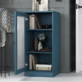 thumbnail image 4 of Palace Imports 100% Solid Wood 3-shelf Bookcase with Adjustable Shelves and Frosted Glass Door, Teal Blue, 4 of 5