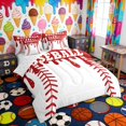 thumbnail image 2 of Erosebridal Red Drippy Baseball Print Twin Bedding Sets, Sports Monogram Bedding Comforter Set for Kids Boys and Girls, Reversible 7-Piece, 2 of 6