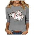 thumbnail image 2 of Tittly T Shirts for Women Graphic Tees Women Baseball Mom Tshirt Baseball Heart Graphic Tee Funny Short Sleeve Tops Tshirts Shirts Spring Tops for Women Grey S, 2 of 5