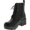 thumbnail image 2 of Soda Women's Magpie Faux Leather Lace-Up Combat Mid Heel Military Ankle Boots, 2 of 4