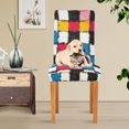 thumbnail image 4 of Yayeee 4 Pack Dining Chair Covers Stretch Parson Chairs Slipcovers Seat Protector, White Checkered Pattern, 4 of 6