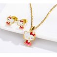 thumbnail image 4 of Collar con colgante de gato chapado en oro, conjunto de joyas con pendiente de tuerca, joyería de acero inoxidable de Hello Kitty al por mayor, 4 of 4