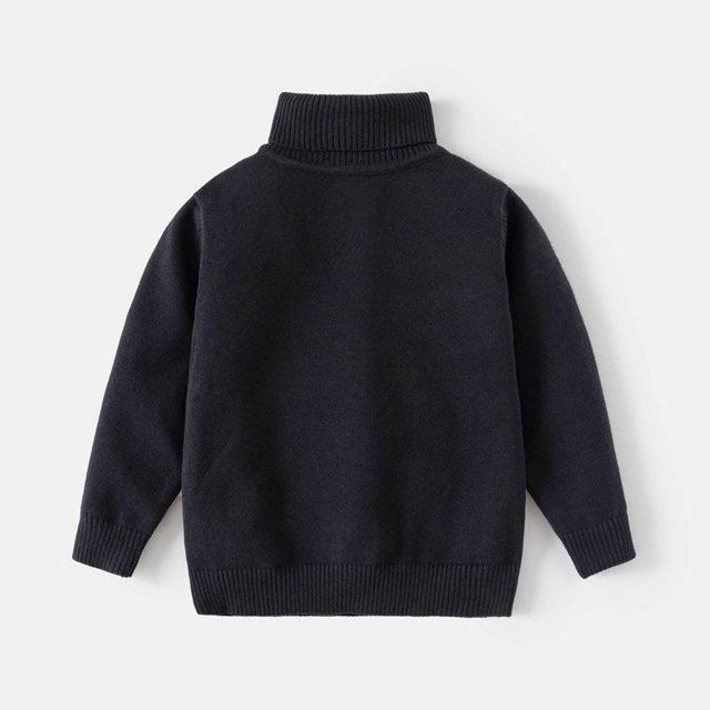 YUTK Tenues d'Été pour Fillettes en Solde Couleur Unie Pull Tricoté Chaud Décontracté à Double Couche Col Rond Noir