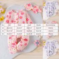 thumbnail image 4 of JFOPQVSM 4Pcs Baby Girl Fall Winter Outfits Clothes Knit Jumpsuit Ruffle Romper Outfit with Headband, 4 of 6