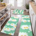 thumbnail image 2 of Green Daisy Flower Yellow Centers Pattern Kitchen Rugs Sets Of 3,Kitchen Runner Rugs Non Skid Washable,Decorative Kitchen Floor Mats for Kitchen,Sink,Laundry,17"x30"+ 17"x47" + 17"x59", 2 of 6