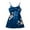 Blue, variant on Womens Satin Lingerie Nightgown Floral Print Chemise Slip Silk Negligee Spaghetti Straps Babydoll Sleepwear